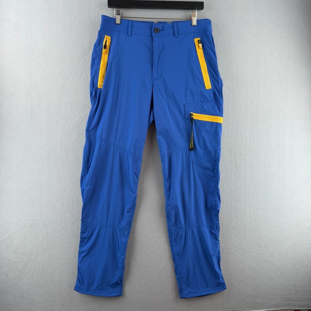 REI Co-Op Outdoor Afro Pants Mens 34x32 (Fits 32x30) Blue Nylon Hiking Cargo